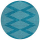 8' Teal Blue And Ivory Round Geometric Washable Indoor Outdoor Area Rug