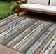 10' X 14' Charcoal Beige And Brown Striped Washable Indoor Outdoor Area Rug