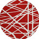 8' Red And Ivory Round Geometric Washable Indoor Outdoor Area Rug