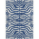 8' X 10' Navy Blue And Ivory Animal Print Washable Indoor Outdoor Area Rug