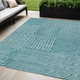 5' X 8' Teal Blue And Ivory Geometric Washable Indoor Outdoor Area Rug