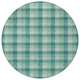 8' Blue And Green Round Plaid Washable Indoor Outdoor Area Rug