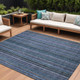 8' X 10' Blue Gray And Sky Blue Striped Washable Indoor Outdoor Area Rug