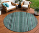 8' Teal Blue Aqua And Gray Round Striped Washable Indoor Outdoor Area Rug