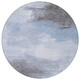 8' Sky Blue Gray And Ivory Round Abstract Washable Indoor Outdoor Area Rug