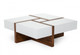 39" Brown and White Wood Square Solid Coffee Table With Four Drawers