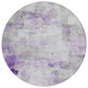 8' Lavender Gray And Ivory Round Abstract Washable Indoor Outdoor Area Rug