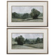 Set of Two Green Trees Framed Art