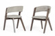 Set of Two Gray and Brown Upholstered Fabric Dining Arm Chairs