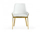 White and Gold Upholstered Faux Leather Dining Arm Chair