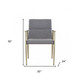 Gray and Antiqued Brass Upholstered Fabric Dining Arm Chair