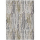 9' X 12' Beige And Gray Striped Washable Indoor Outdoor Area Rug