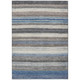 8' X 10' Denim Blue Beige And Taupe Striped Washable Indoor Outdoor Area Rug