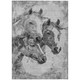 9' X 12' Gray And Silver Horse Washable Indoor Outdoor Area Rug