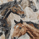 3' X 5' Beige Charcoal And Brown Horse Washable Indoor Outdoor Area Rug