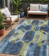5' X 8' Navy Blue Gold And Silver Geometric Washable Indoor Outdoor Area Rug