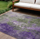 8' X 10' Olive Green And Purple Abstract Washable Indoor Outdoor Area Rug