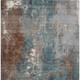 3' X 5' Rust And Teal Blue Abstract Washable Indoor Outdoor Area Rug