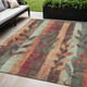 5' X 8' Terra Cotta And Sage Floral Washable Indoor Outdoor Area Rug