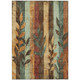 8' X 10' Wheat And Gold Floral Washable Indoor Outdoor Area Rug