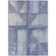 9' X 12' Denim Blue And Gray Geometric Washable Indoor Outdoor Area Rug