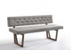 63" Gray and Brown Upholstered Linen Blend Dining Bench