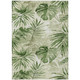 10' X 14' Artichoke Green And Ivory Floral Washable Indoor Outdoor Area Rug