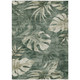 9' X 12' Fern Green And Sage Floral Washable Indoor Outdoor Area Rug