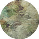 8' Beige Teal And Olive Green Abstract Washable Round Rug With UV Protection