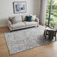 5' X 8' Gray And Silver Floral Washable Area Rug With UV Protection