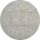 8' Taupe And Ivory Floral Washable Round Rug With UV Protection