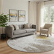 8' Taupe Gold And Ivory Abstract Washable Round Rug With UV Protection