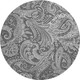 8' Gray And Ivory Paisley Washable Round Rug With UV Protection