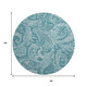 8' Turquoise And Ivory Paisley Washable Round Rug With UV Protection