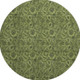 8' Olive Green And Charcoal Floral Washable Round Rug With UV Protection