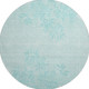 8' Teal And Ivory Floral Washable Round Rug With UV Protection