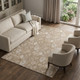 9' X 12' Copper And Beige Floral Washable Area Rug With UV Protection