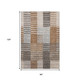 8' X 10' Rust Ivory And Gray Striped Washable Area Rug With UV Protection