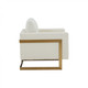 34" Cream And Gold Upholstered Arm Chair