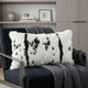 12" X 20" Black And White Rabbit Zippered Natural Fur Animal Print Throw Pillow