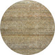 8' Wheat Gray And Beige Striped Washable Round Rug With UV Protection