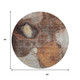 8' Coffee Beige And Copper Abstract Washable Round Rug With UV Protection