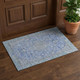 3' X 5' Blue And Gray Floral Medallion Washable Area Rug With UV Protection