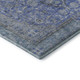 8' Blue And Gray Floral Medallion Washable Round Rug With UV Protection