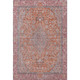 9' X 12' Orange Red And Gray Floral Medallion Washable Area Rug With UV Protection
