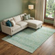 9' X 12' Artichoke Green Teal And Ivory Abstract Geometric Washable Area Rug With UV Protection