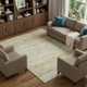 8' X 10' Wheat Beige And Gold Abstract Geometric Washable Area Rug With UV Protection