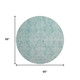 8' Aqua Teal And Ivory Damask Washable Round Rug With UV Protection