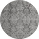 8' Gray And Silver Damask Washable Round Rug With UV Protection