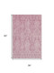 3' X 5' Pink And Ivory Damask Washable Area Rug With UV Protection